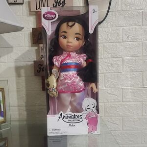 Disney Mulan Doll in Pink Outfit with Blue and Red Sash
